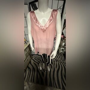 Pink satin v-neck camisole